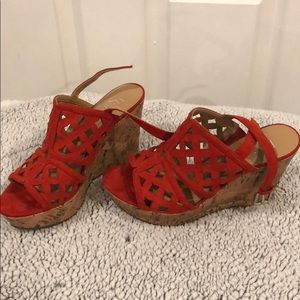 Franco Sarto Red Cork Wedges 7M
